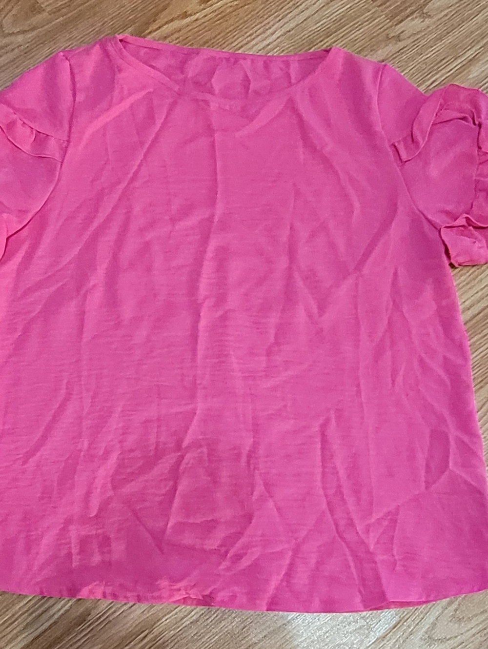 Bright Pink Puff Sleeve Blouse In Women's Size Large
